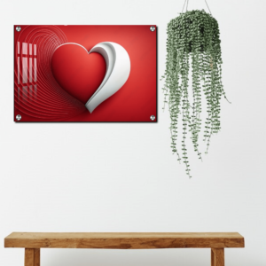 Customized Acrylic Premium Red heart Prints for wall decoration